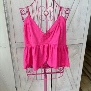 American Eagle Outfitters Babydoll Top Women's XL Pink Ruffles Flare Bottom NWOT